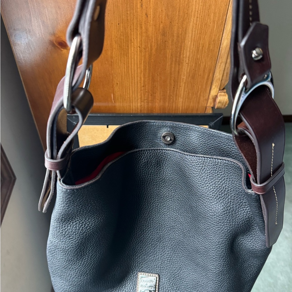 Dooney & Bourke Black and Brown Shoulder Bag with Adjustable Strap